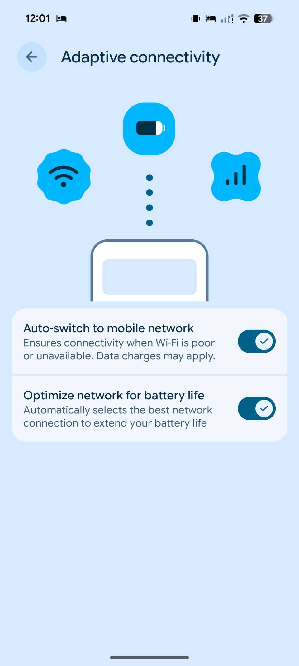 adaptive connectivity on Pixel