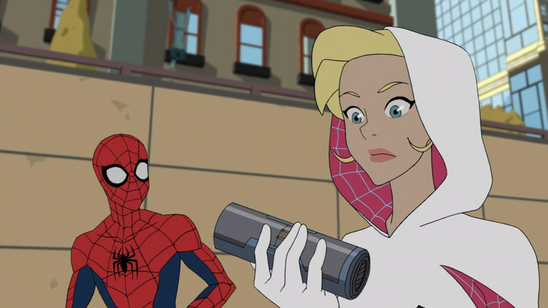 Spider-Man and Spider-Gwen in 2017's Spider-Man
