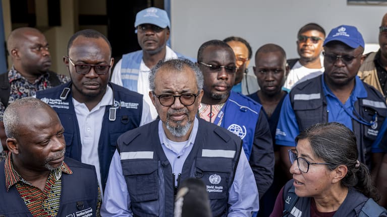 Head of the World Health Organisation Tedros Adhanom Ghebreyesus at the opening of the Bunia Evangelical Medical Centre's Ebola centre.