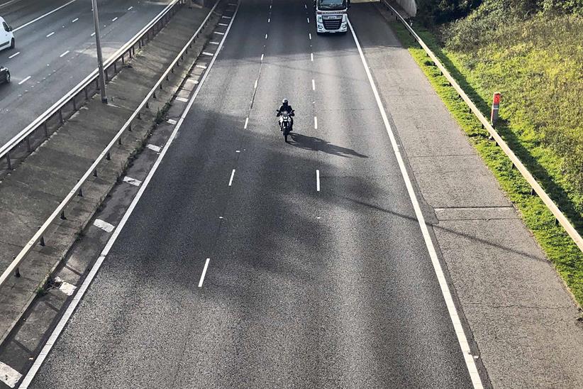 A motorcyclist on a motorway