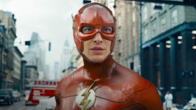 The Flash (Ezra Miller) on a city street in The Flash
