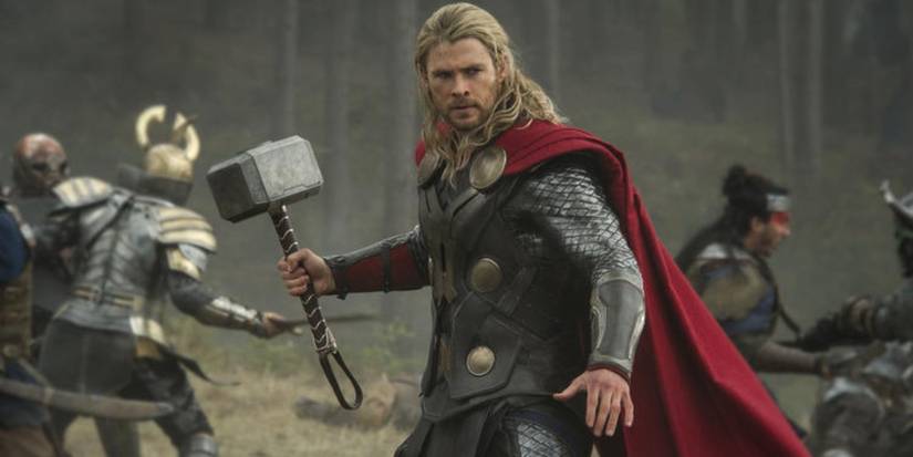 Thor, played by actor Chris Hemsworth, wields his mighty hammer Mjlonir in Thor: The Dark World.