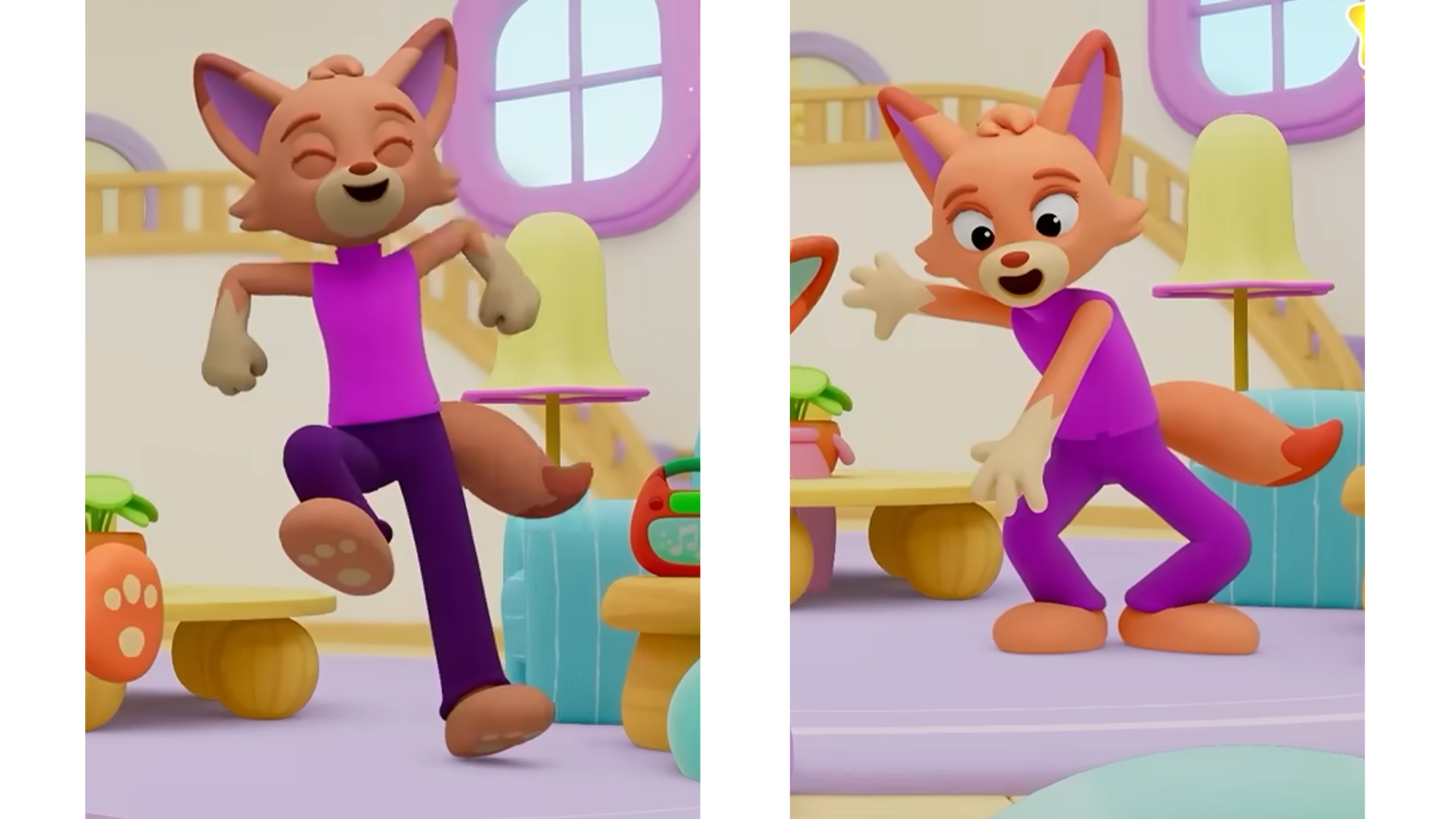 Images from Disney's Ozzy Fox that show a character appearing to change colour in the middle of a scene