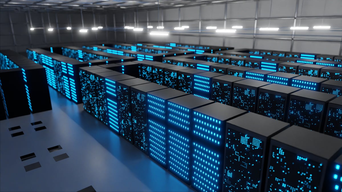 The inside of a data center.