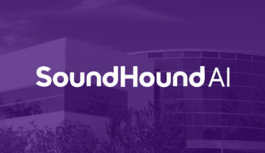 The SoundHound AI logo on a purple translucent background.