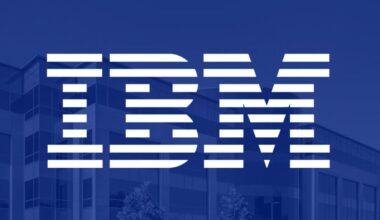IBM logo - IBM in white on blue background.