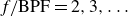 f slash BPF equals 2 comma 3 comma ellipsis