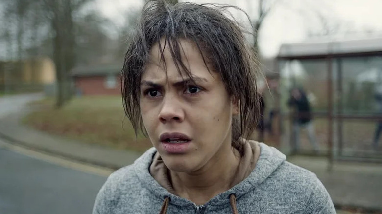 Lenora Crichlow's Victoria looking disheveled on Black Mirror