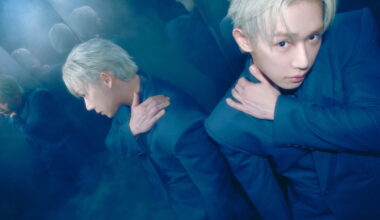 WONHO Core image leaning away from mirror