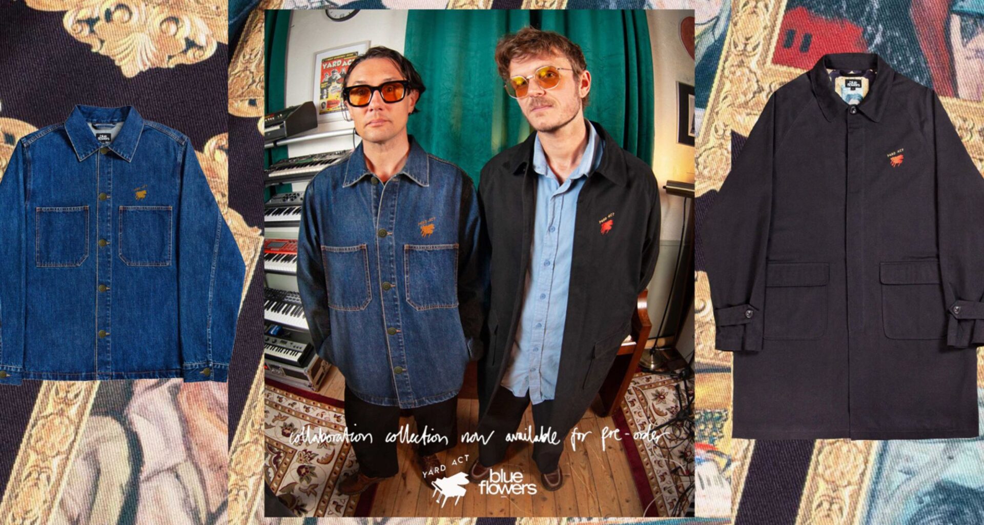 Yard Act launch clothing collaboration with Blue Flowers on trench coats, denim jackets and more