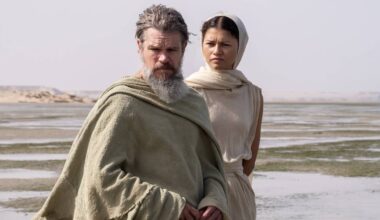 L to R: Matt Damon is Odysseus and Zendaya is Athena in 'The Odyssey.'
