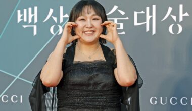 Comedian Lee Su-ji poses during a red carpet event for the Baeksang Arts Awards at Coex in Seoul, May 8. Newsis