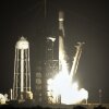 A SpaceX Falcon 9 rocket lifts off from pad 39A with a payload of a pair of lunar landers at the Kennedy Space Center in Cape Canaveral, Fla., Wednesday, Jan. 15, 2025.