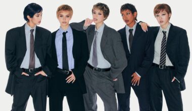 From left are Sophia, Daniela, Megan, Lara Raj and Yoonchae of global girl group KATSEYE. Courtesy of HYBE, Geffen Records