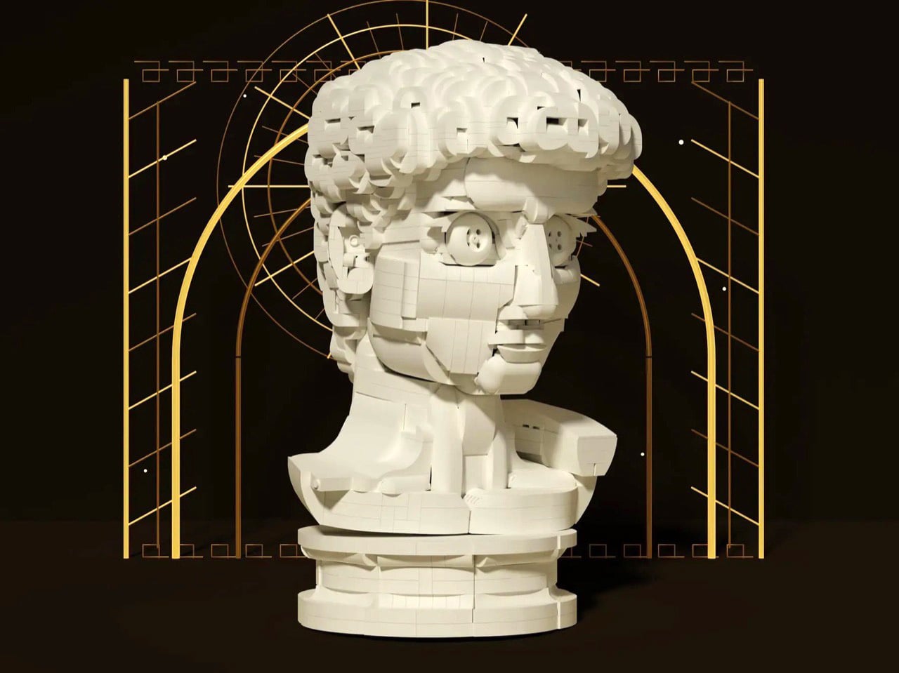 Michelangelo’s iconic David bust gets recreated in LEGO, turning plastic into sculpted marble