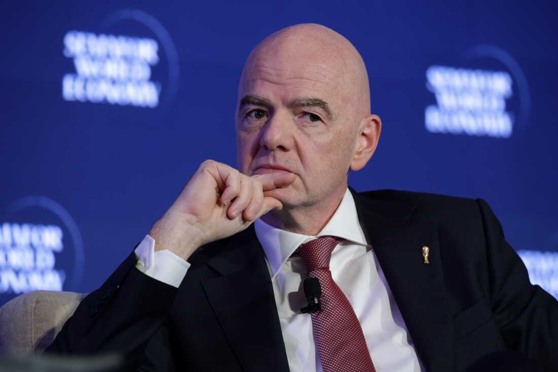 FIFA President Gianni Infantino speaks at the Semafor World Economy 2026 in Washington, D.C., on April 15, 2026.