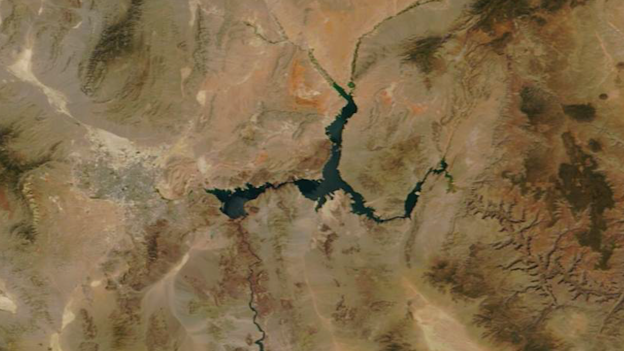 A still satellite image of Lake Mead on August 21, 2000.