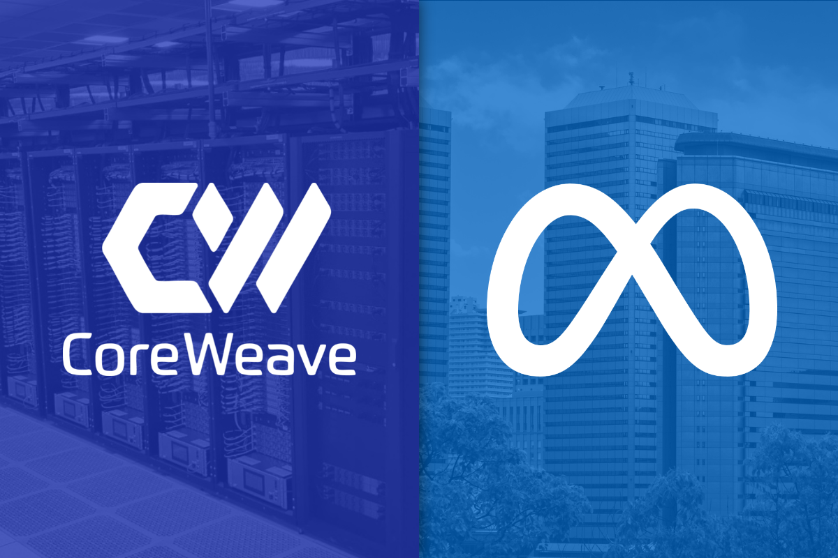 CoreWeave and Meta Platforms logos.