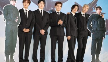 Members of NCT 127 pose during a press conference at SKY31, a convention venue in Lotte World Tower, in Seoul