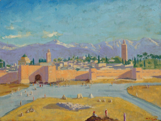 Sir Winston Churchill. 'The Tower of the Koutoubia Mosque'1943.  Image courtesy:  Private collection@Churchill Heritage Ltd.