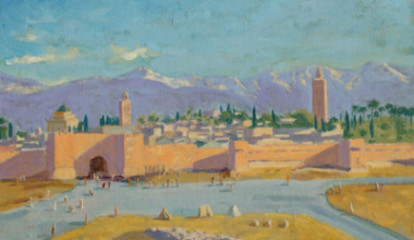 Sir Winston Churchill. 'The Tower of the Koutoubia Mosque'1943.  Image courtesy:  Private collection@Churchill Heritage Ltd.