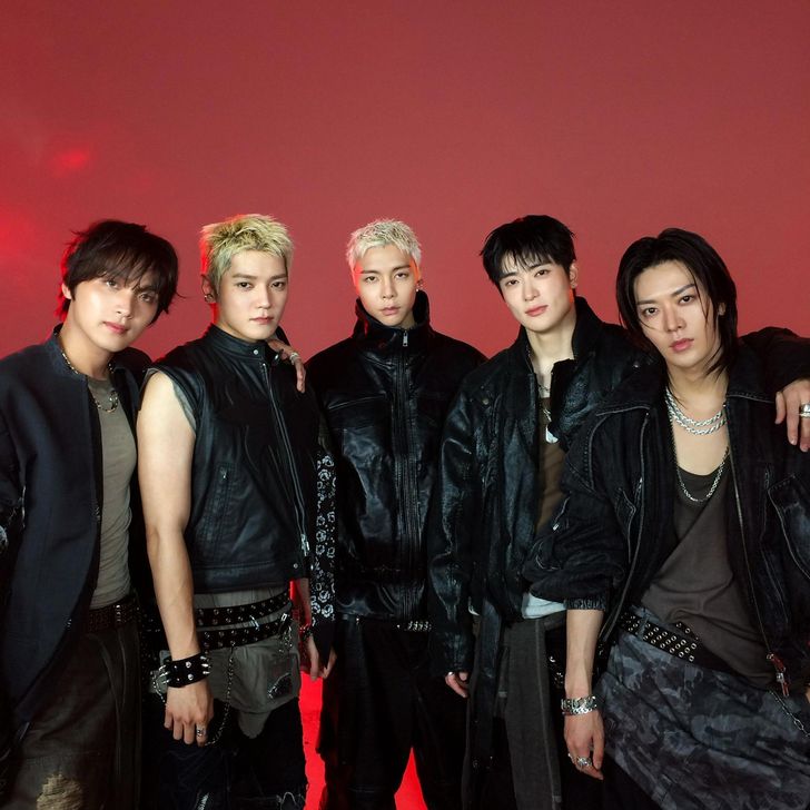 From left are currently active members of NCT 127: Haechan, Taeyong, Johnny, Jaehyun and Yuta. Captured from the group's official X account