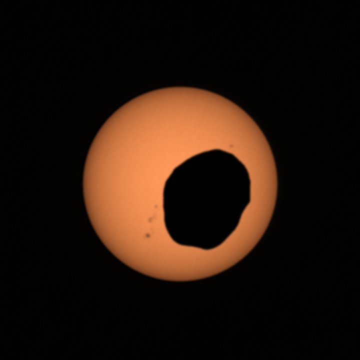 Percy sees Phobos cross the Sun on March 7th, 2024. Credit: NASA/JPL.
