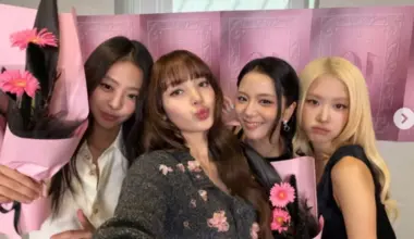 Blackpink members (from left) Jennie, Lisa, Jisoo and Rose posing for photos during their 10th anniversary meeting with fans at the National Museum of Korea in Seoul on Aug 8.