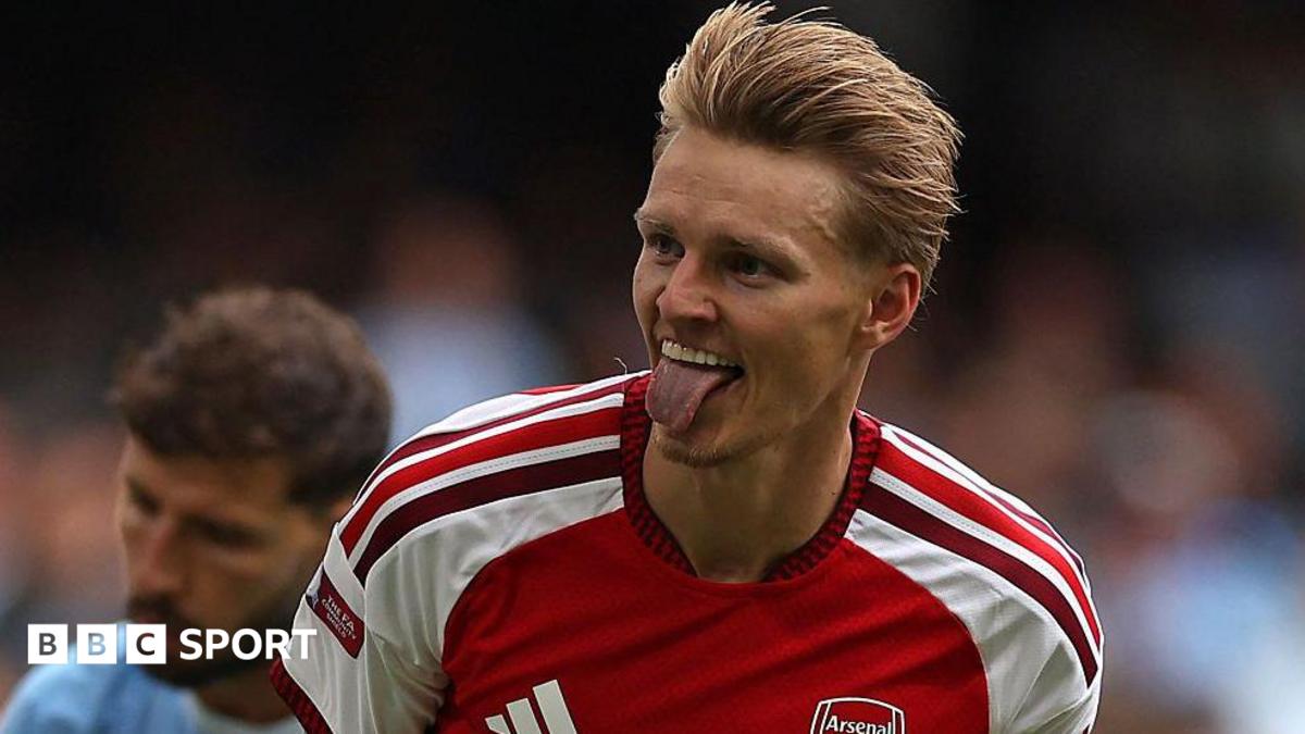 Martin Odegaard celebrates during the Community Shield