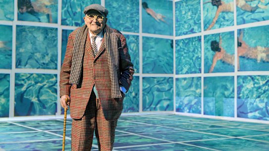 Hockney inside his installation.