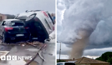 Moment tornado tears through southern France