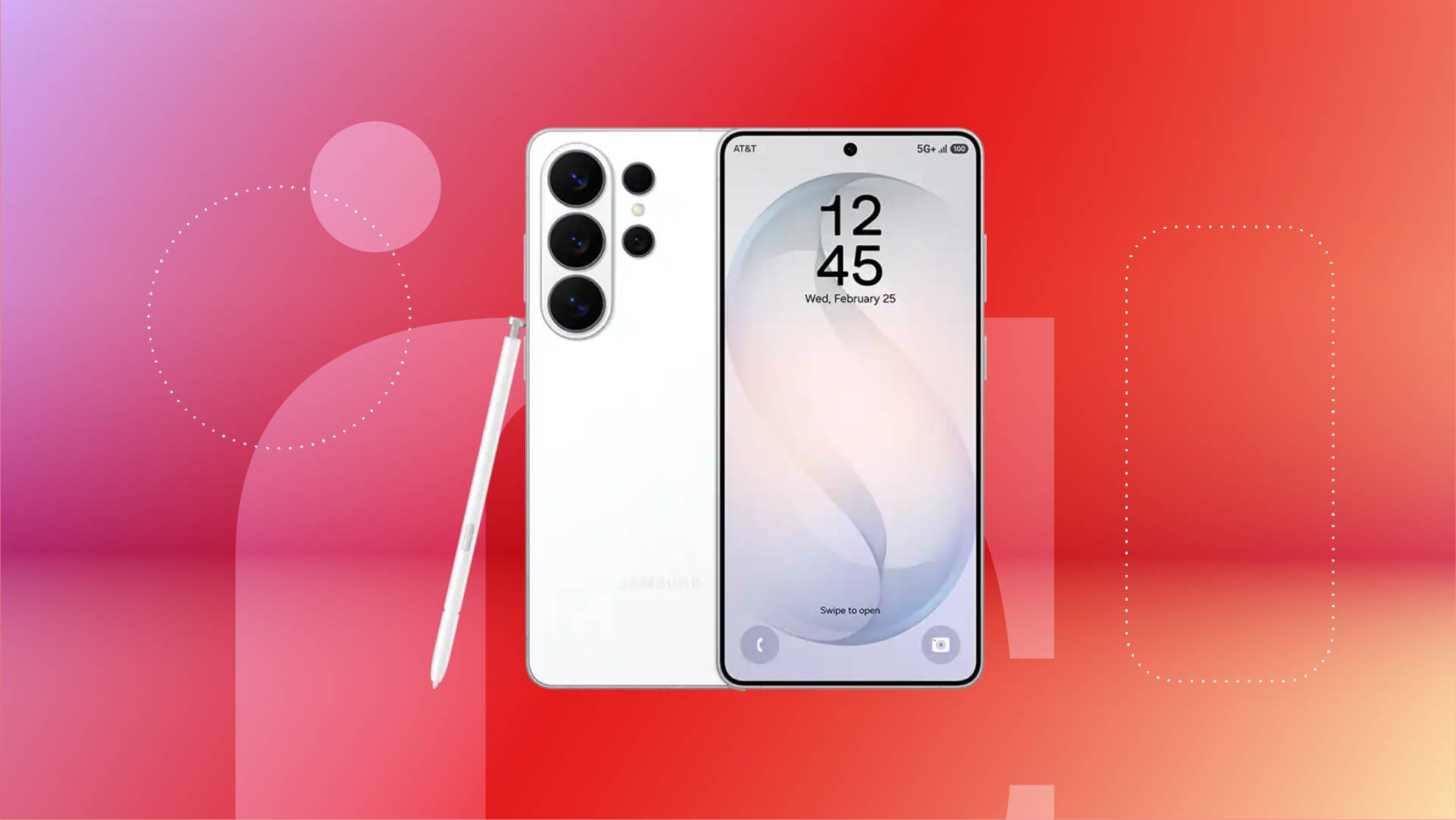 A white phone against a red gradient CNET background.