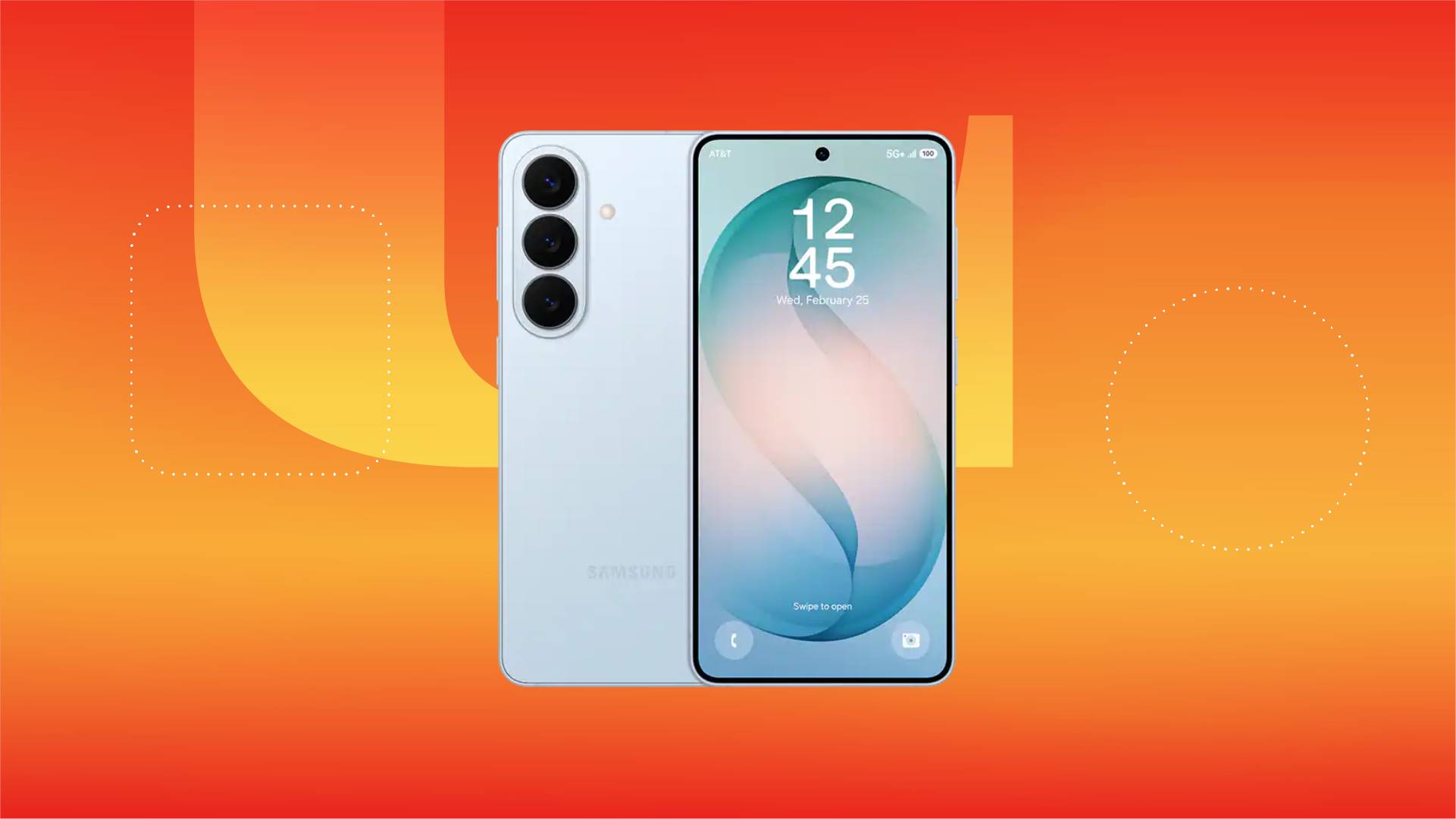 A light blue phone against an orange gradient CNET background.