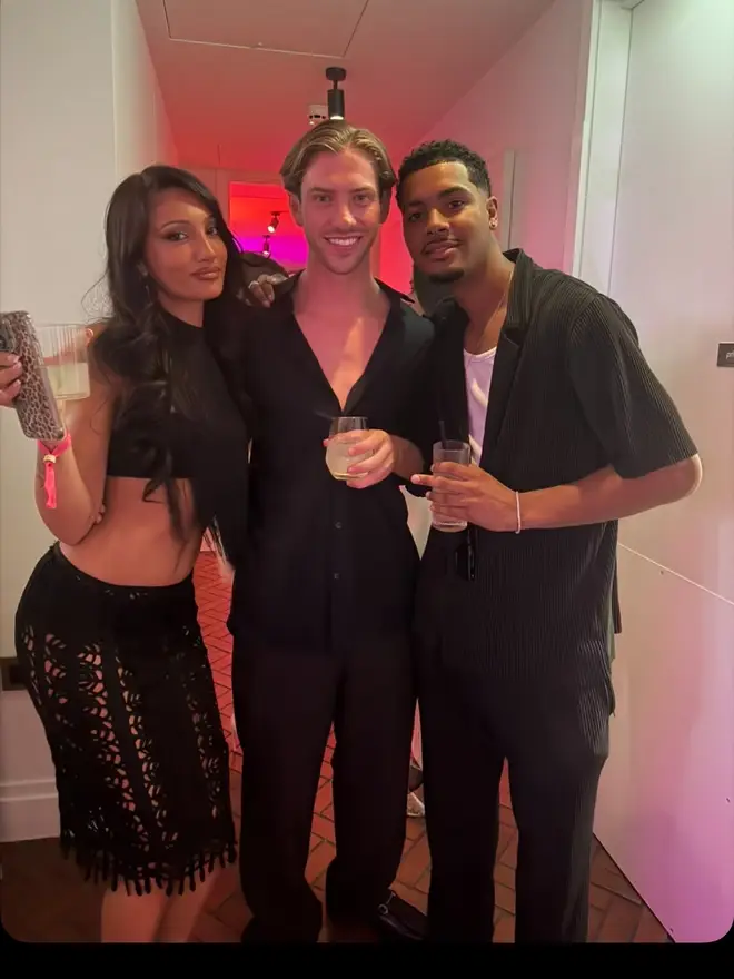 Love Island's Jasmine Müller, Kavan Murphy, and Carlos Borge pictured together.
