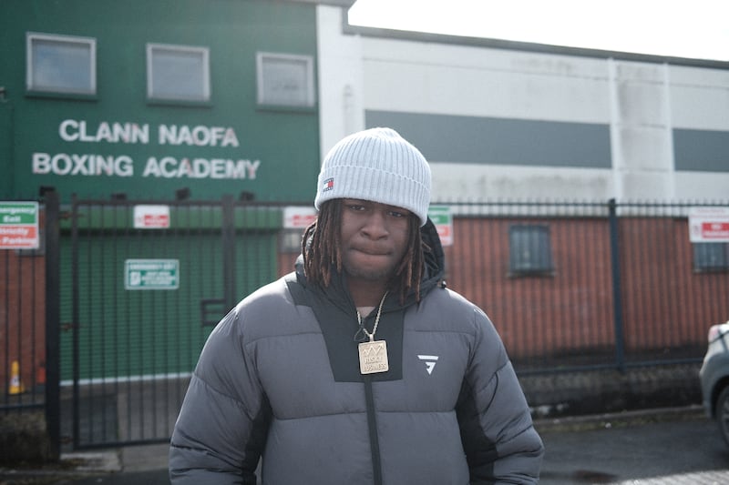 Outside Clann Naofa Boxing Academy in Dundalk where Reggie trains. Photograph: Conor Capplis