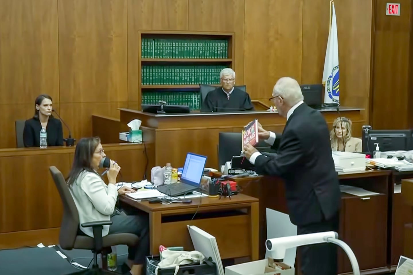 Kevin Reddington refers to a book suggested to Lindsay Clancy during treatment during cross examination of Rebecca Jollotta on Day 11 of the Lindsay Clancy murder trial at Plymouth Superior Court in Plymouth, Monday, Aug. 11, 2026. 