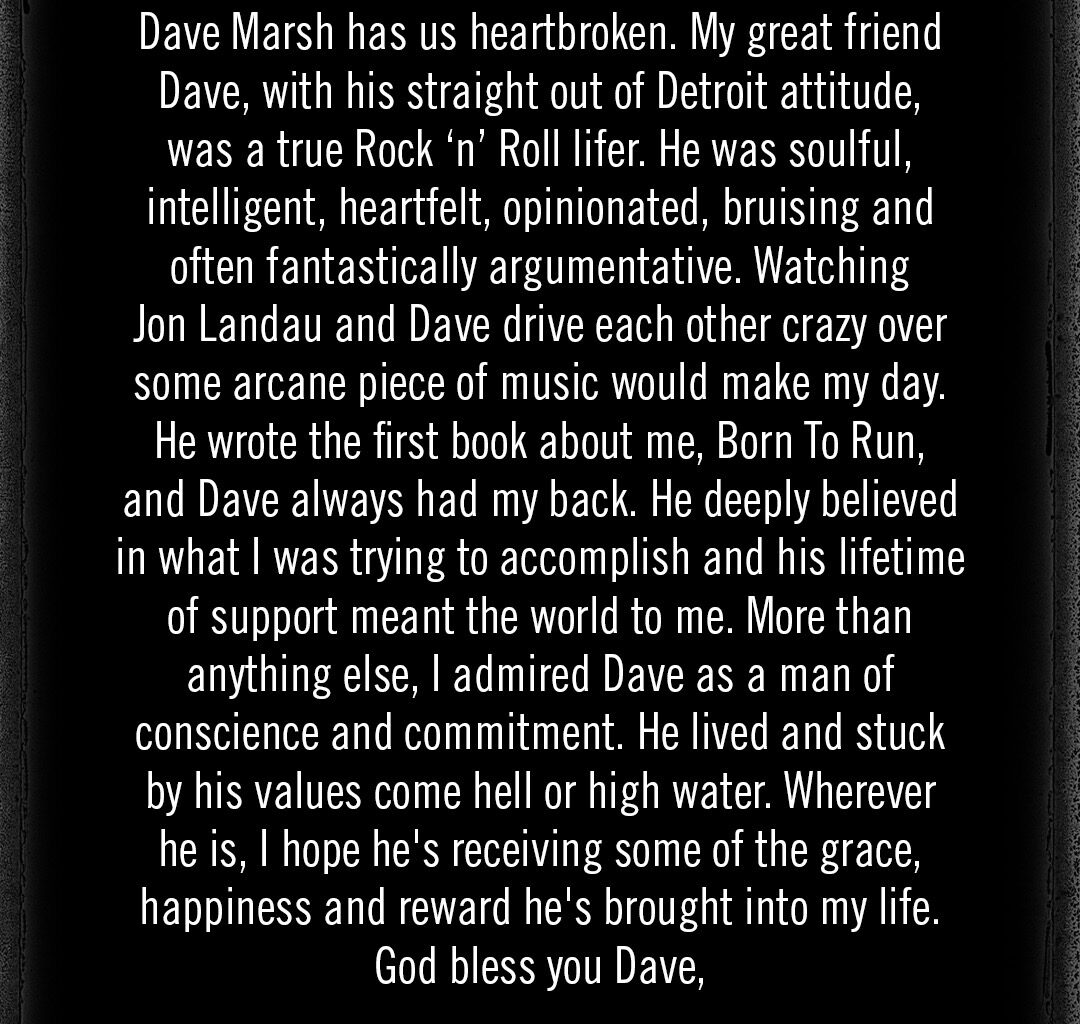 Dave Marsh Tribute | Bruce Springsteen