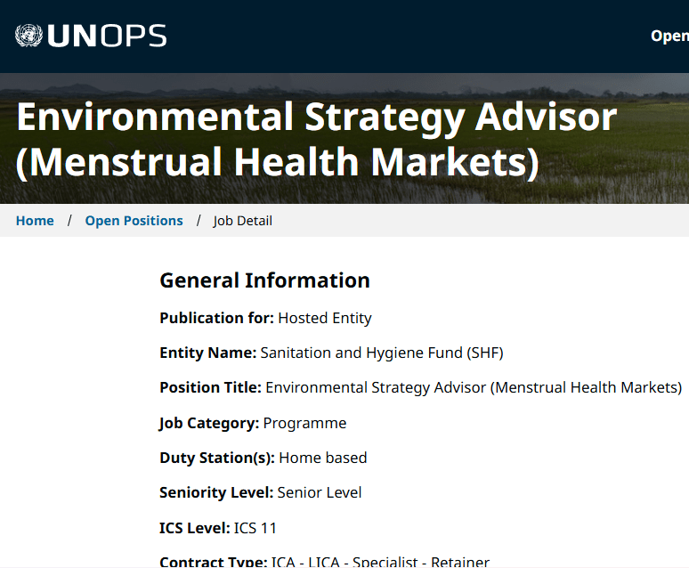 Work Remotely as an Environmental Strategy Advisor at UNOPS: Home-Based, 12-month Retainer Assignment