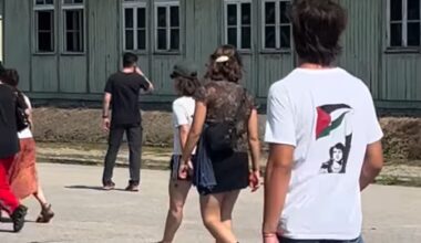 Teen visits Austria’s Mauthausen concentration camp wearing shirt with Palestinian fl
