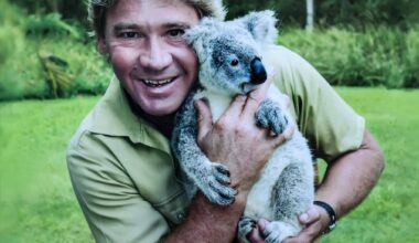 Steve Irwin holding a Koala at the zoo in Australia.