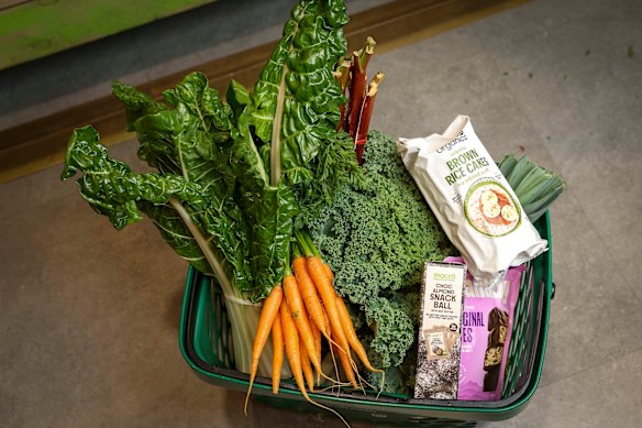 A glimpse into Professor Jacka’s shopping basket, loaded with vegetables and snacks.