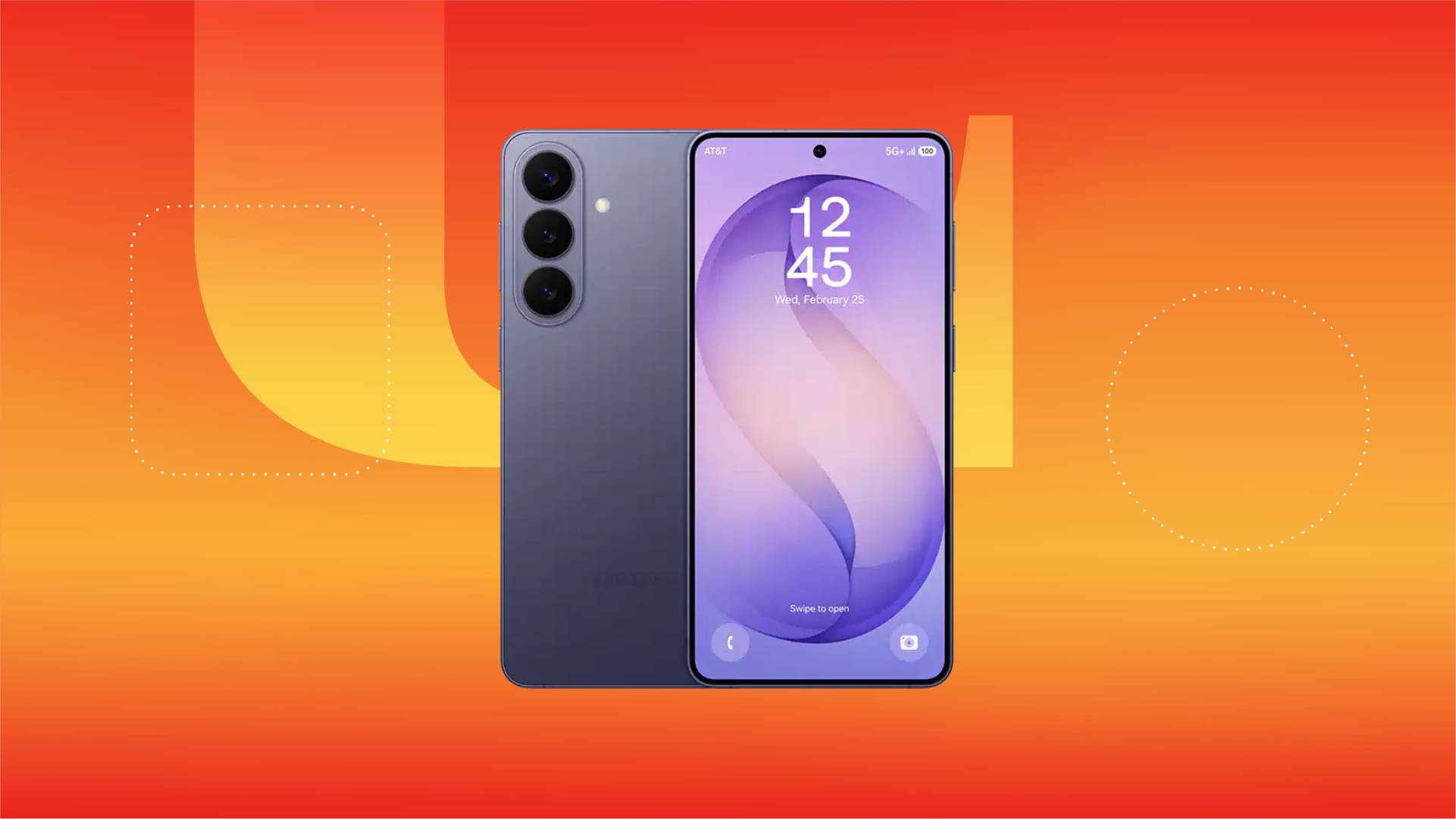 A purple phone against an orange gradient CNET background.
