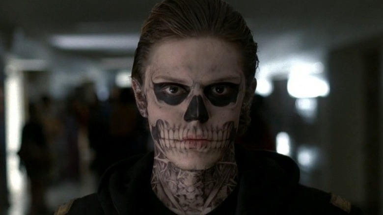 Tate (Evan Peters) wearing skeleton paint on 