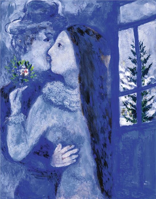 Marc Chagall, Le baiser or Les amoureux en bleu, 1930