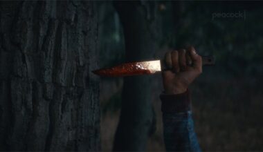 Official key art for the Peacock series Crystal Lake, a Friday the 13th prequel starring Linda Cardellini as Pamela Voorhees.