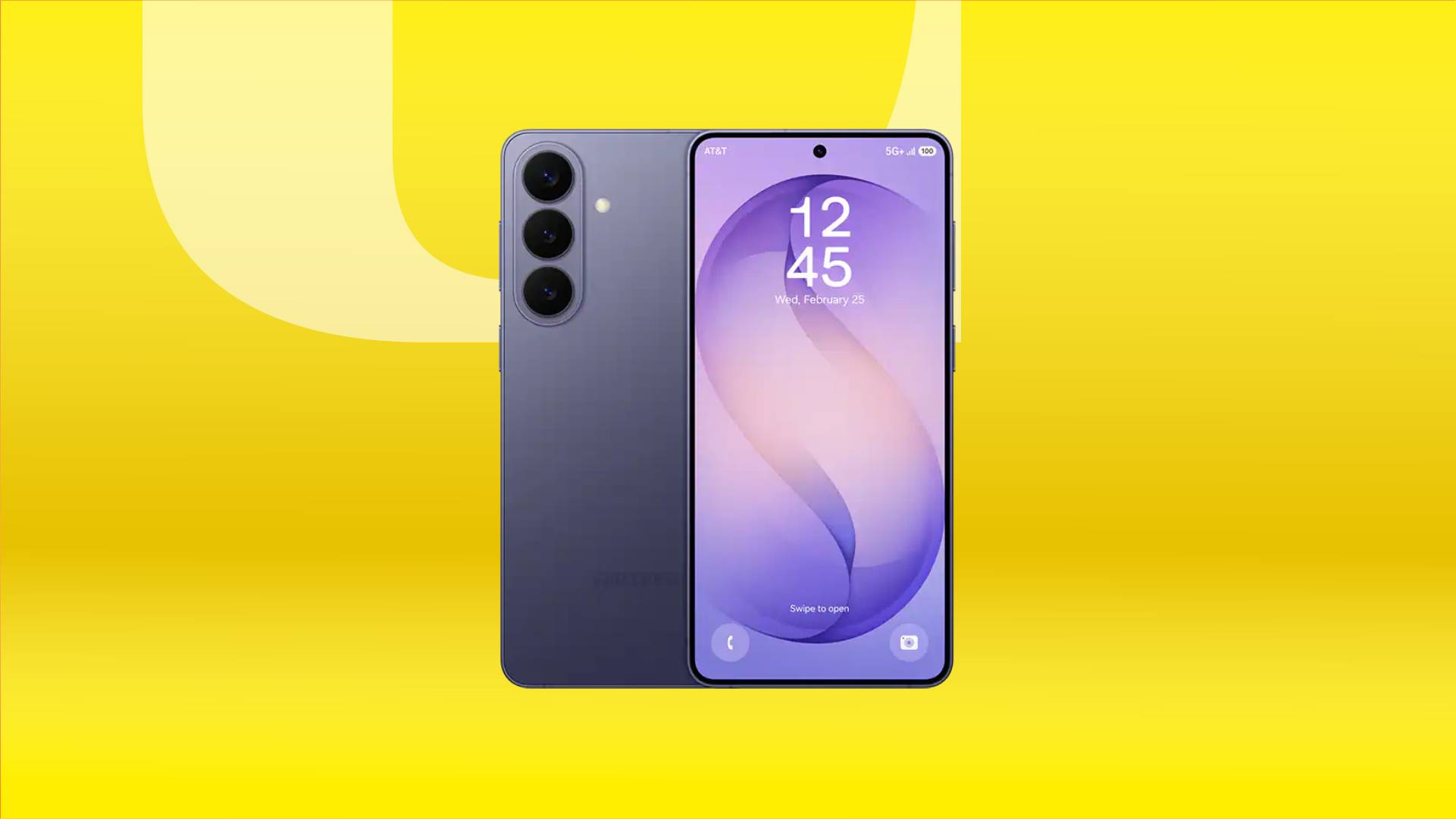A purple phone against a yellow gradient CNET background.