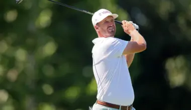 Wyndham Clark teeing off on the eighth hole during the second round of the BMW Championship on Aug 21.