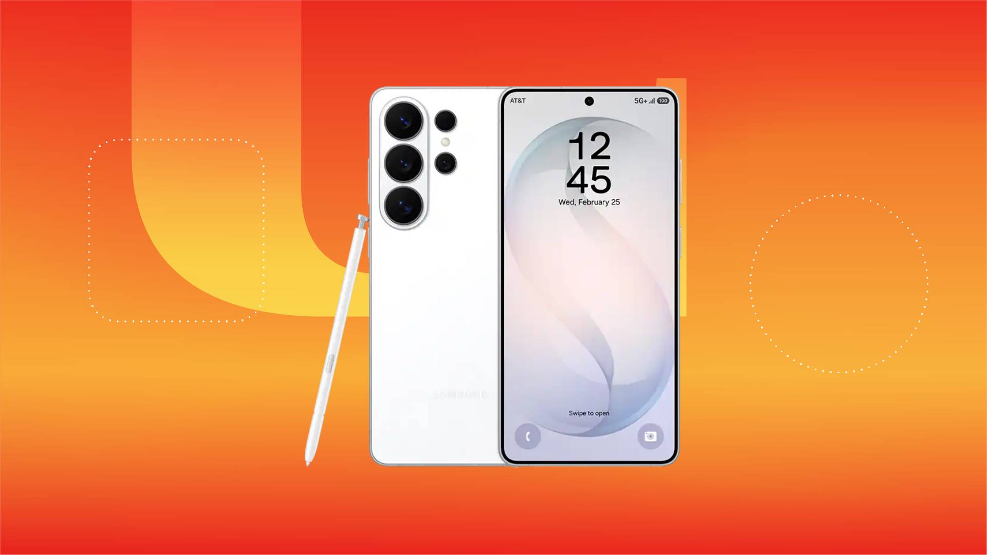 A white phone against an orange gradient CNET background.