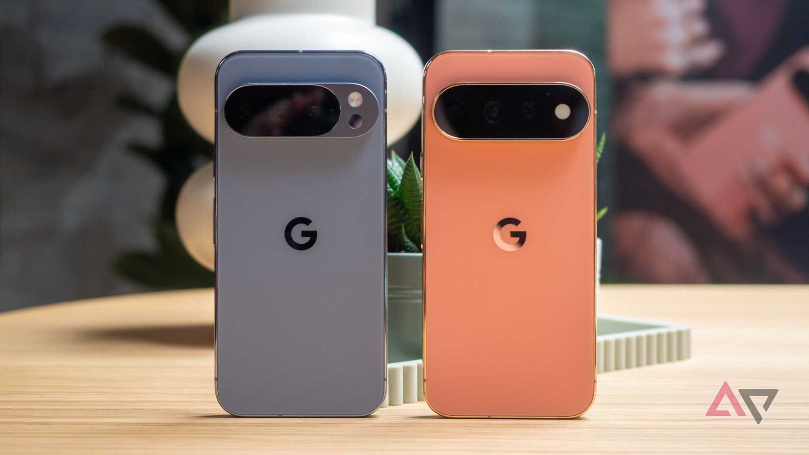 Google Pixel 11 Pro Canyon vs 10 Pro Moonstone seen from the back on a desk