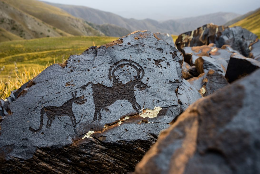 The carvings depict scenes of hunting, warfare, sun worship and more.